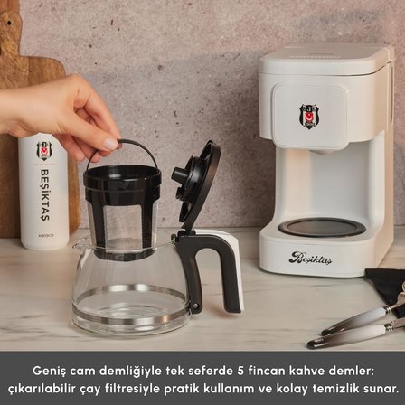 Karaca x Beşiktaş Lisanslı Just Coffee Aroma 2 in 1 Filtre Kahve ve Çay Demleme Makinesi