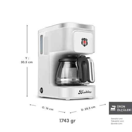 Karaca x Beşiktaş Lisanslı Just Coffee Aroma 2 in 1 Filtre Kahve ve Çay Demleme Makinesi