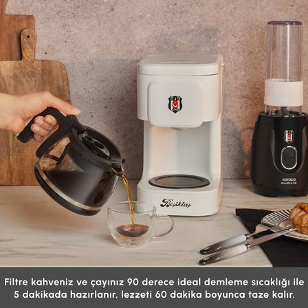 Karaca x Beşiktaş Lisanslı Just Coffee Aroma 2 in 1 Filtre Kahve ve Çay Demleme Makinesi