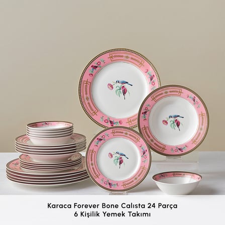 Karaca Forever Bone Calista 24 Parça 6 Kişilik Yemek Takımı