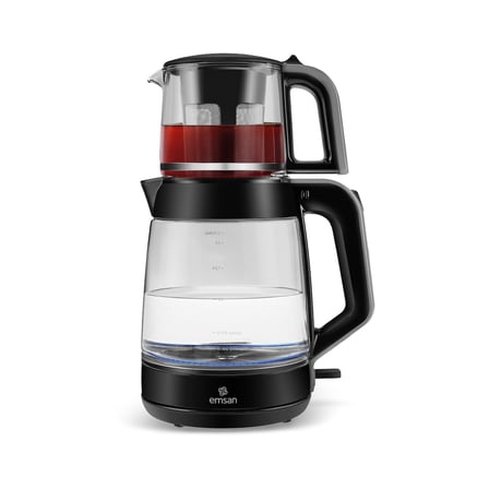 Emsan Glass Tea XL 2 in 1 Cam Çay Makinesi ve Kettle Space Gray