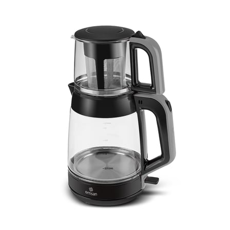 Emsan Glass Tea XL 2 in 1 Cam Çay Makinesi ve Kettle Space Gray