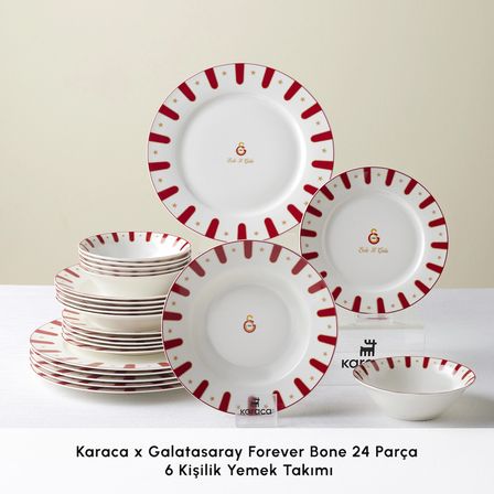 Karaca x Galatasaray Lisanslı Forever Bone 24 Parça 6 Kişilik Yemek Takımı