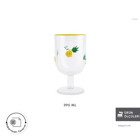 Karaca Pineapple Kadeh 390 ml Sarı