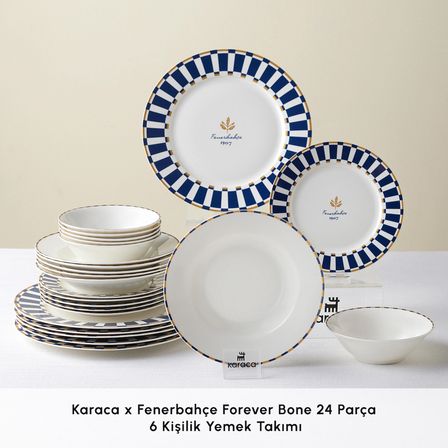 Karaca x Fenerbahçe Lisanslı Forever Bone 24 Parça 6 Kişilik Yemek Takımı
