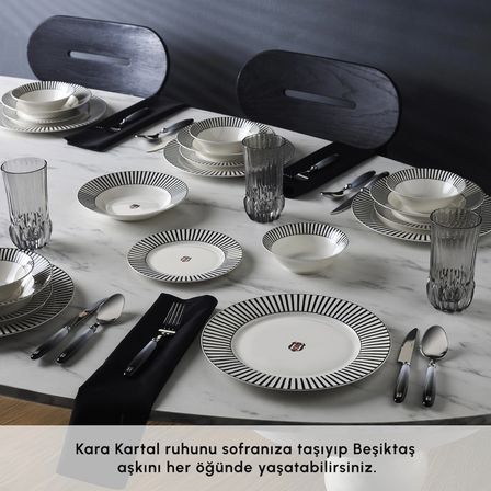Karaca x Beşiktaş Lisanslı Forever Bone 24 Parça 6 Kişilik Yemek Takımı