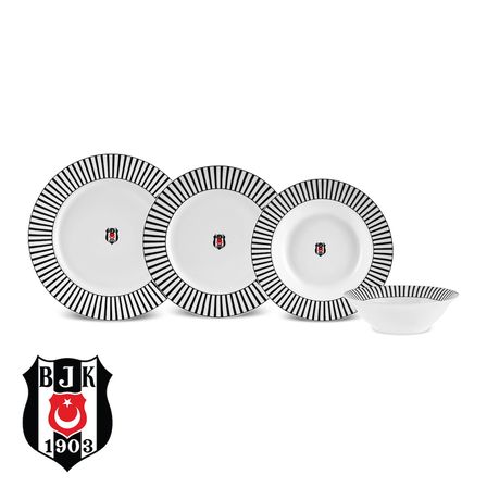 Karaca x Beşiktaş Lisanslı Forever Bone 24 Parça 6 Kişilik Yemek Takımı
