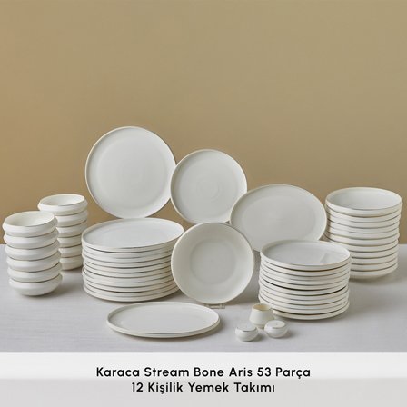 Karaca Stream Bone Aris 53 Parça 12 Kişilik Yemek Takımı Gold