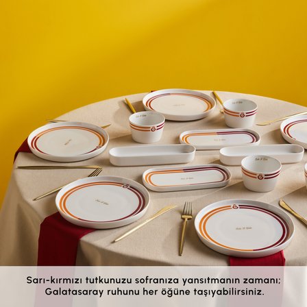 Karaca x Galatasaray Lisanslı Forever Bone 14 Parça 6 Kişilik Kahvaltı Takımı