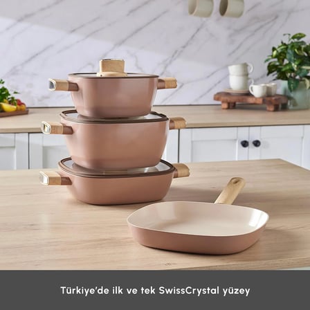 Karaca Swiss Crystal Mocha 7 Parça Tencere Seti