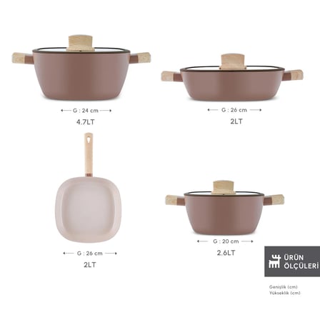Karaca Swiss Crystal Mocha 7 Parça Tencere Seti