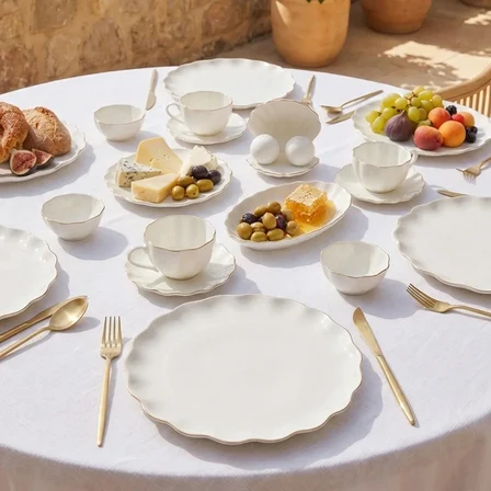 Karaca Fine Pearl Shell Gold 29 Parça 6 Kişilik Kahvaltı Takımı