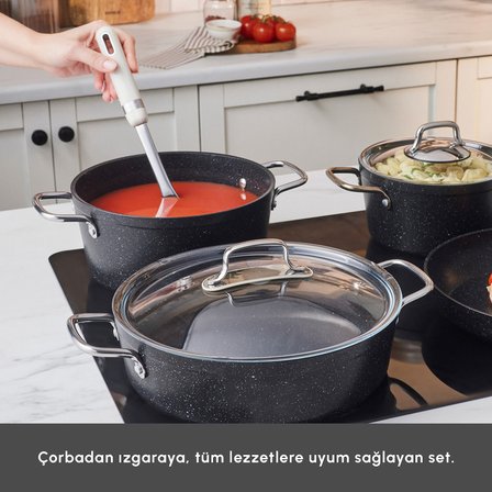 Emsan Biogranit Defne 7 Parça Tencere ve Tava Seti