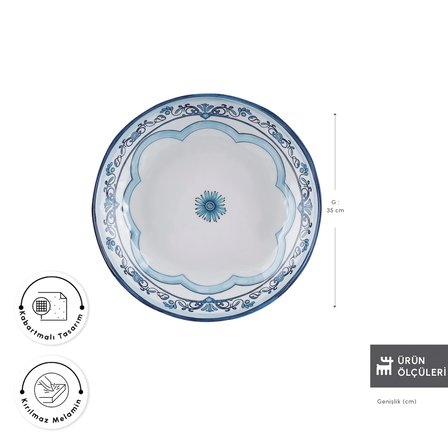 Karaca Blue Harmony Melamin Servis Tabağı 35 cm