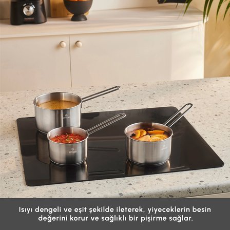 Emsan  Fiorino İndüksiyon Tabanlı Çelik 3 Parça Mini Sütlük/Sosluk Set