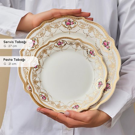Emsan Empire Bone Altın Çilek 29 Parça 6 Kişilik Yemek Takımı
