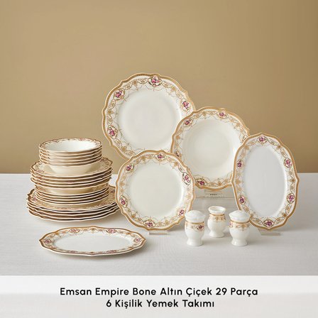 Emsan Empire Bone Altın Çilek 29 Parça 6 Kişilik Yemek Takımı