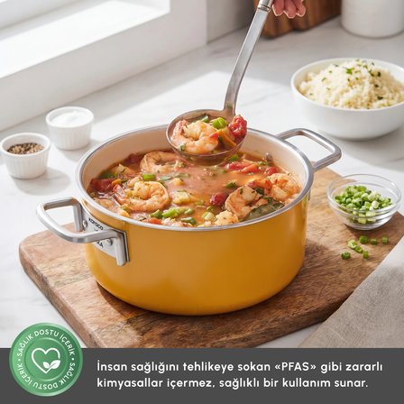 Karaca x Refika Swiss Crystal 9 Parça Tencere ve Tava Seti Mustard Yellow