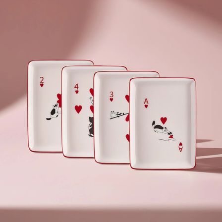 Karaca Kupa Kedisi 4 Kişilik Porselen Pasta Takımı