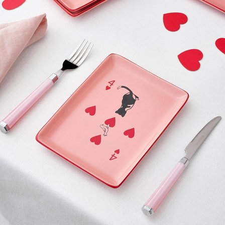 Karaca Kupa Kedisi 4 Kişilik Porselen Pasta Takımı Pembe