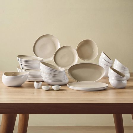Karaca Earth Collection Rise 55 Parça 12 Kişilik Yemek Takımı Beyaz