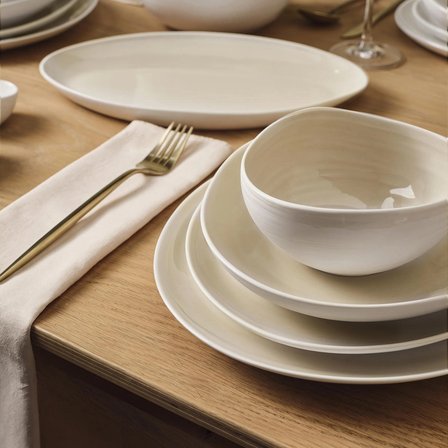 Karaca Earth Collection Rise 55 Parça 12 Kişilik Yemek Takımı Beyaz