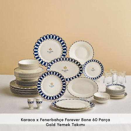 Karaca x Fenerbahçe Lisanslı Forever Bone 60 Parça 8 Kişilik Yemek Takımı Gold