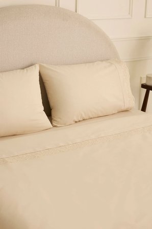 Karaca Home Velisse Dantelli Çift Kişilik Nevresim Takımı Bej