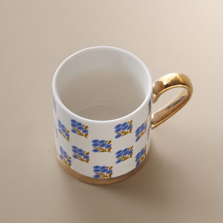 Karaca Checker Flower Blue Kupa 330 ml