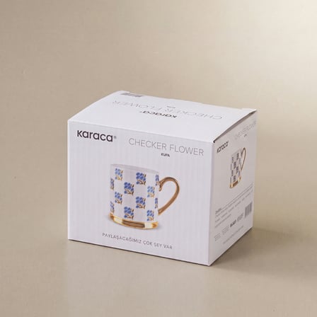 Karaca Checker Flower Blue Kupa 330 ml
