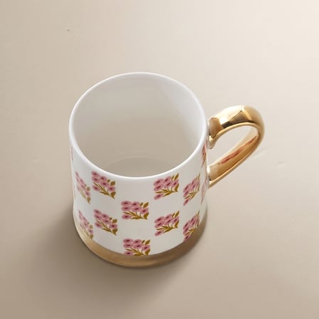 Karaca Checker Flower  Pink Kupa 330 ml