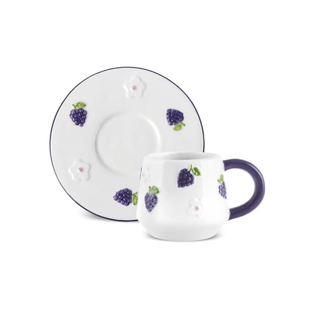 Karaca  Üzüm Desenli Grapebloom 2 Kişilik Kahve Fincan Takımı 100 ml