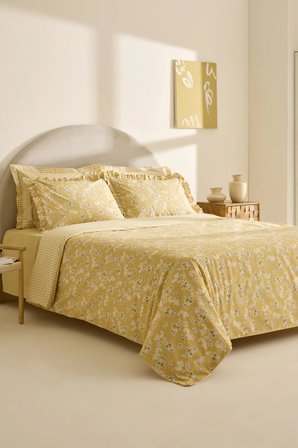 Karaca Home Carlo %100 Pamuk Çift Kişilik Nevresim Takımı Sarı