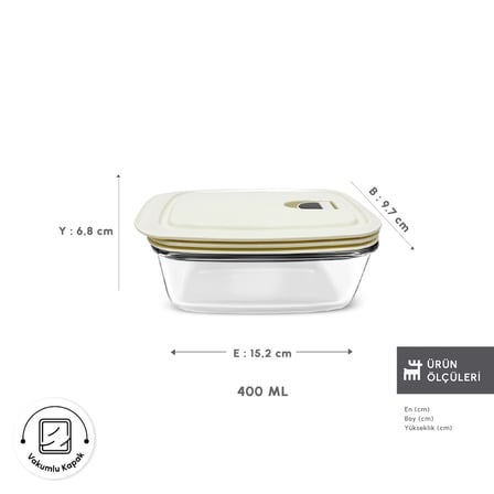 Emsan Cream Vakumlu Saklama Kabı 400 ml
