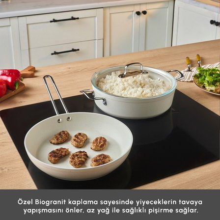 Emsan Biogranit White Stone 3 Parça Tencere Seti