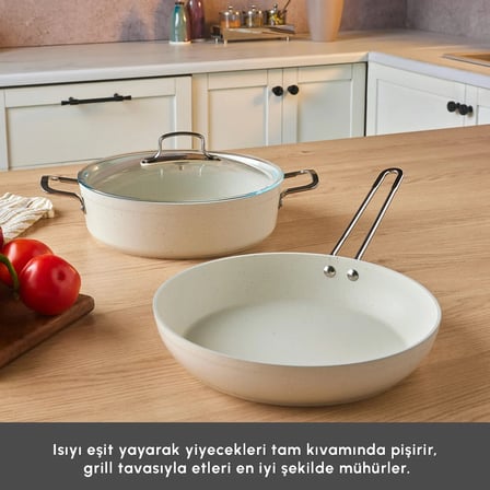 Emsan Biogranit White Stone 3 Parça Tencere Seti