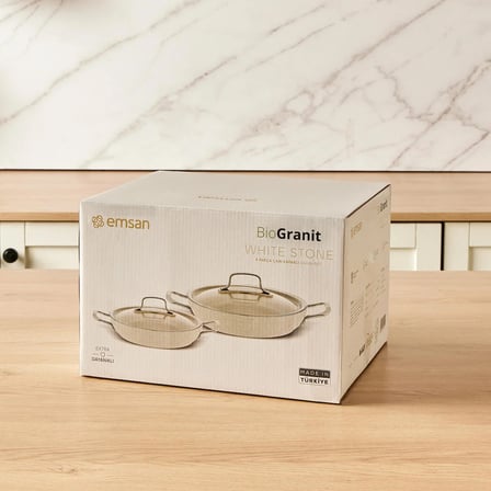Emsan Biogranit White Stone 4 Parça Sahan Seti
