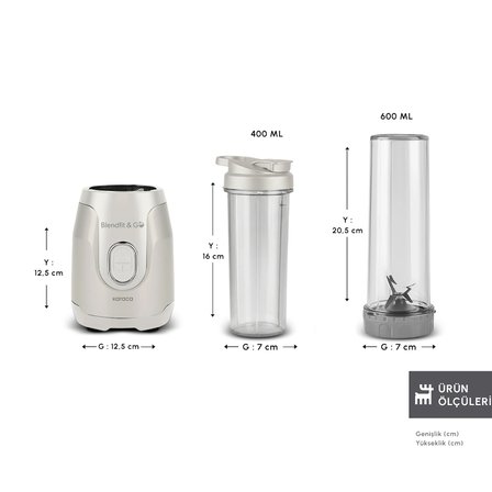 Karaca Blendfit Go Personal Kişisel Smoothie Blender Çift Hazne Starlight 600ml & 400ml