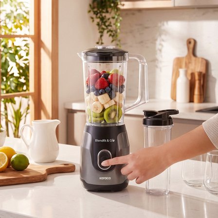 Karaca Blendfit Go Smoothie Blender Set 1000 ml+600 ml Antrasit