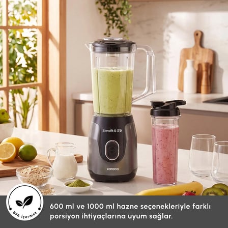 Karaca Blendfit Go Smoothie Blender Set 1000 ml+600 ml Antrasit
