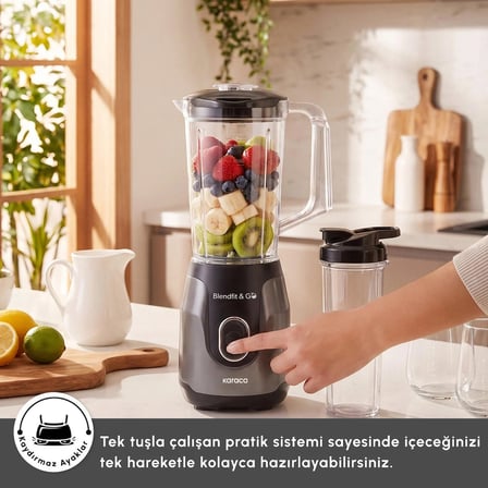 Karaca Blendfit Go Smoothie Blender Set 1000 ml+600 ml Antrasit