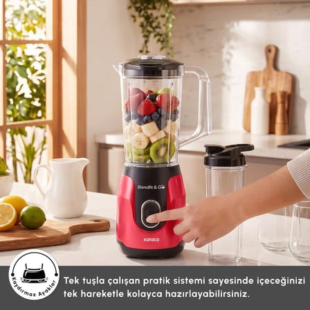 Karaca Blendfit Go Smoothie Blender Set 1000 ml+600 ml Red
