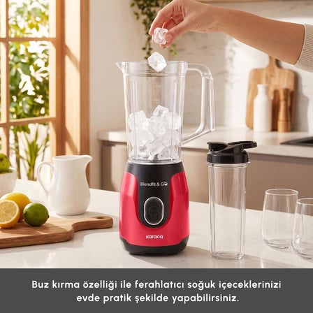 Karaca Blendfit Go Smoothie Blender Set 1000 ml+600 ml Red
