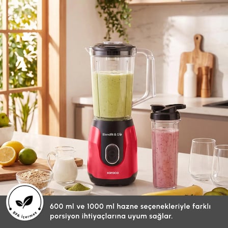 Karaca Blendfit Go Smoothie Blender Set 1000 ml+600 ml Red