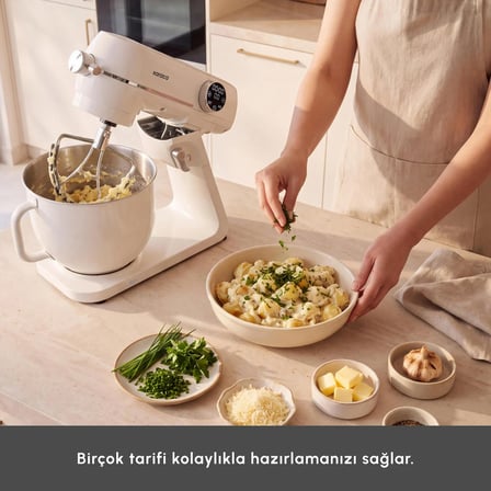 Karaca Multichef Artisan Renkli Hazneli Digital Ekran Tam Döküm Hamur Yoğurma Makinesi Cream 7L