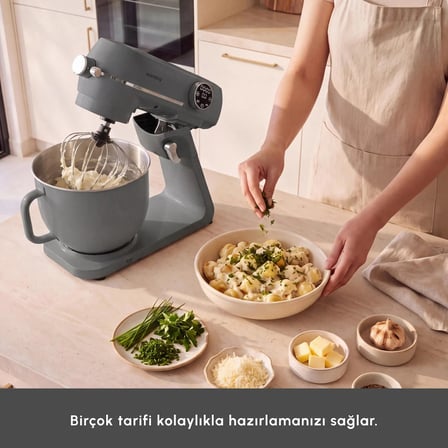 Karaca Multichef Artisan Renkli Hazneli Digital Ekran Tam Döküm Hamur Yoğurma Makinesi Antrasit  7L