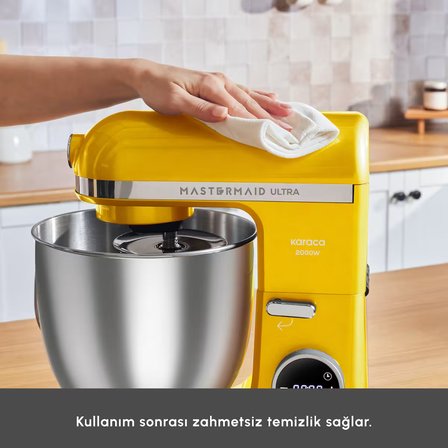 Karaca Mastermaid Chef Ultra D2000W Dijital Ekranlı Hamur Yoğurma Makinesi Pineapple Yellow 7L