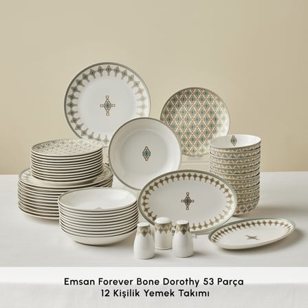Emsan Forever Bone Dorothy 53 Parça 12 Kişilik Yemek Takımı