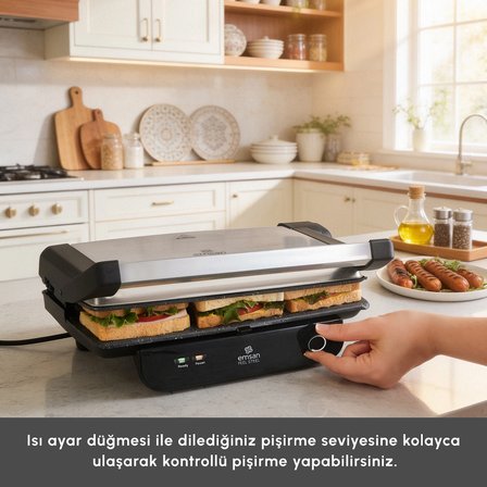 Emsan Inox Feel Steel 6 Dilim Kapasiteli Izgara ve Tost Makinesi 1800W