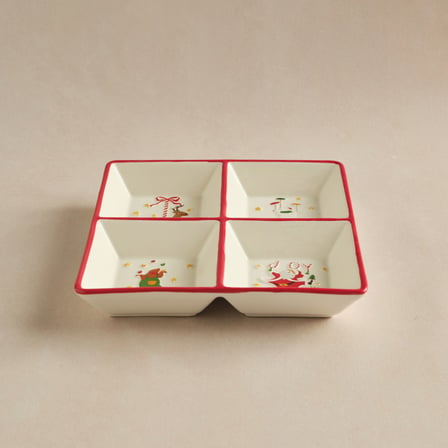 Karaca New Year Yılbaşı Carousel 4 Bölmeli Çerezlik 19,5 cm